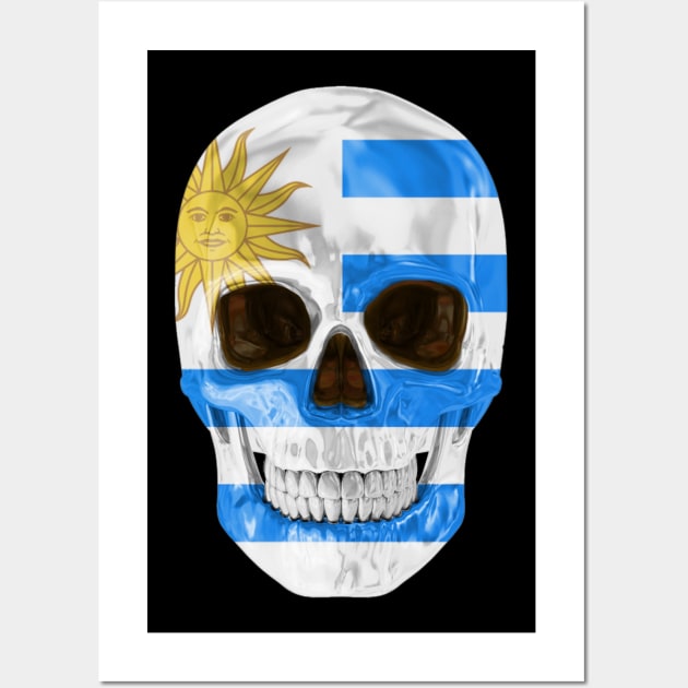 Uruguay Flag Skull - Gift for Uraguyan With Roots From Uruguay Wall Art by Country Flags